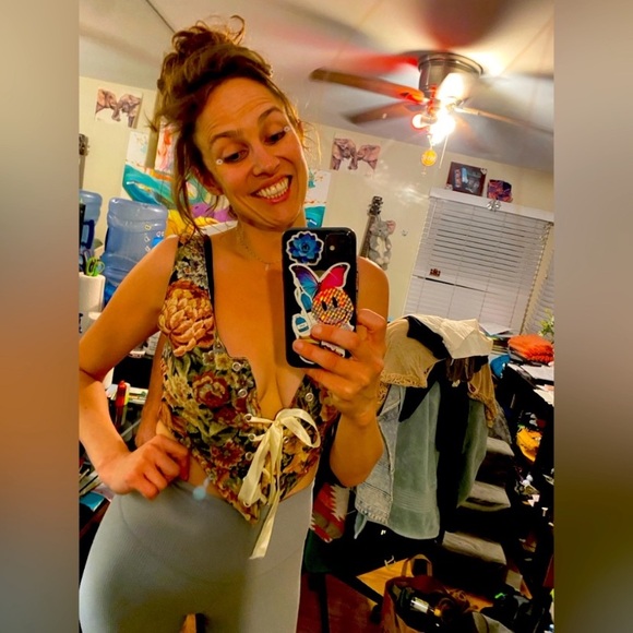 Floral Lace-Up Top - Picture 2 of 11